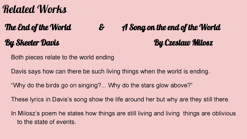 A Song On The End Of The World Ppt Download