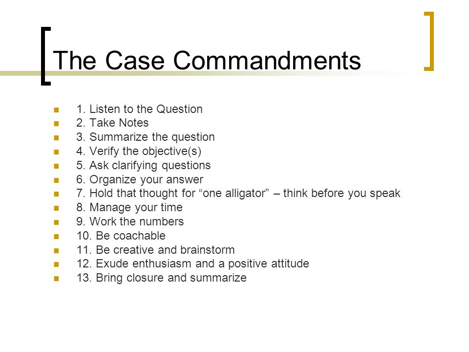Case in Point A powerpoint summary of types of cases as presented by Marc  P. Cosentino (4th ed.) By: Helen Lee For the Caltech Consulting Club. - ppt  download