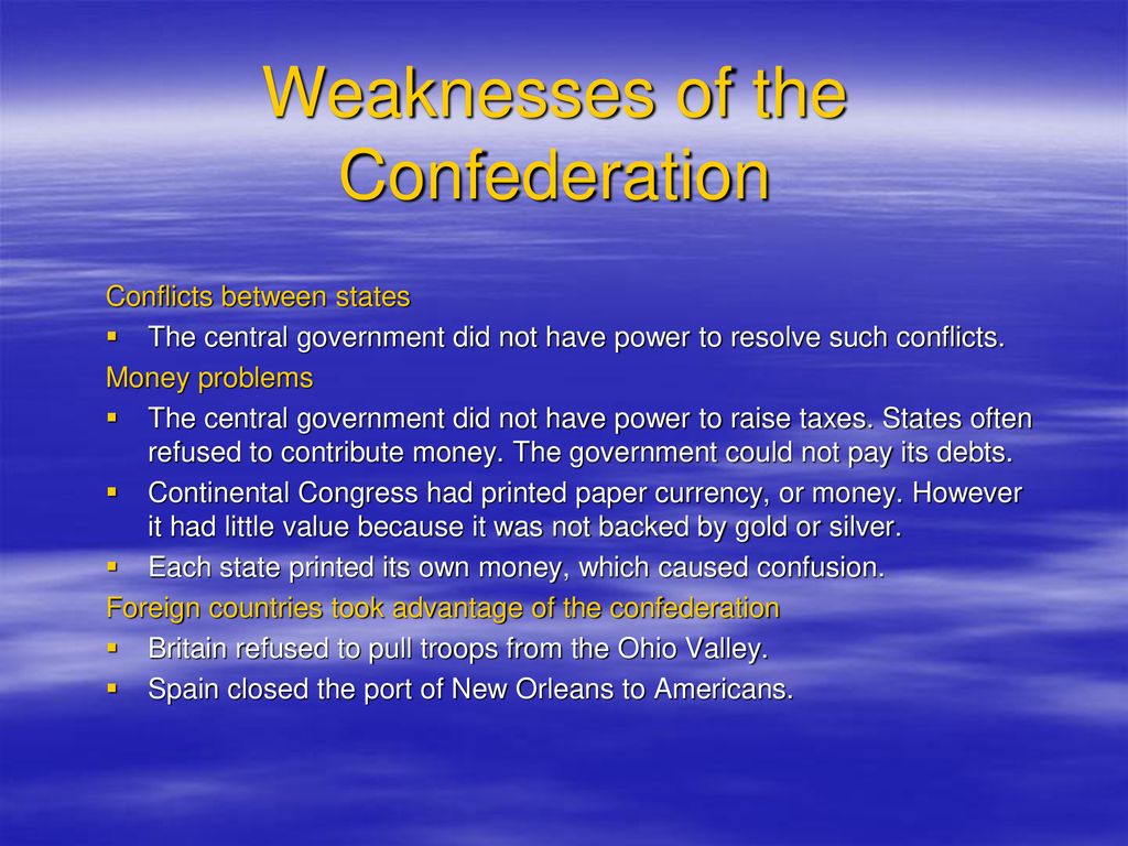Weaknesses of the Confederation