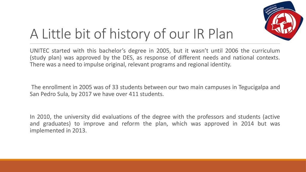 A Little bit of history of our IR Plan