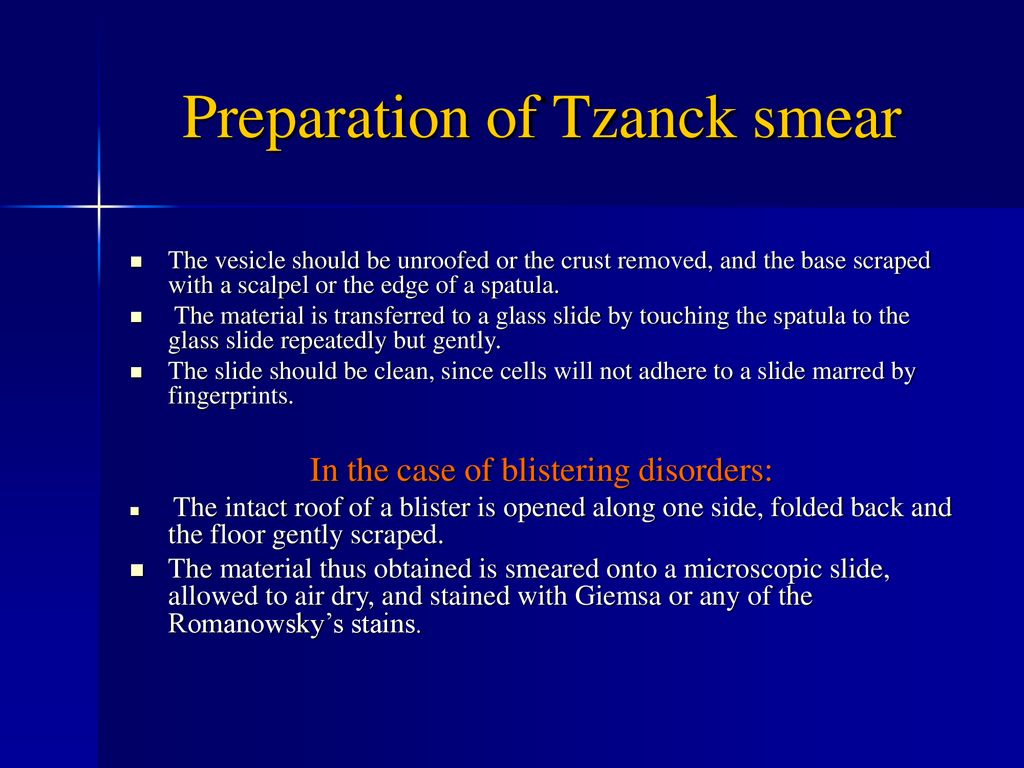 Preparation of Tzanck smear