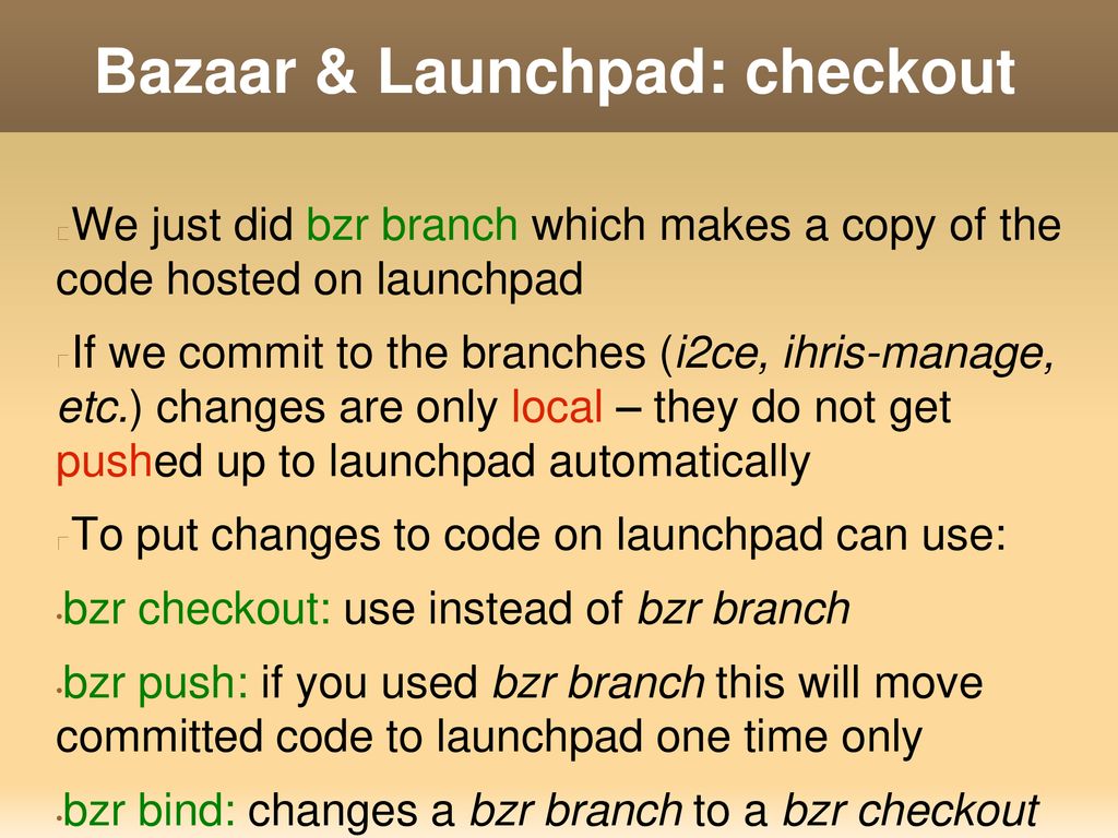 Bazaar & Launchpad: checkout
