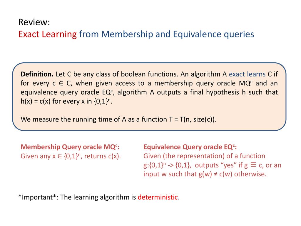 Constructing Hard Functions From Learning Algorithms Ppt Download