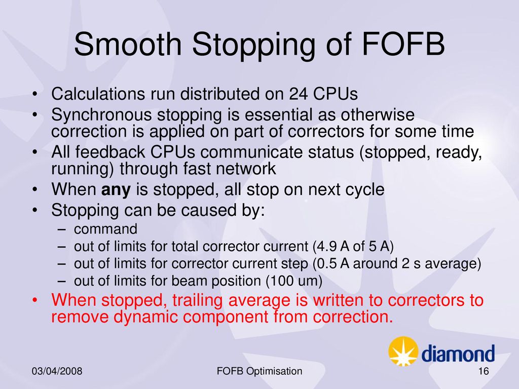 Smooth Stopping of FOFB