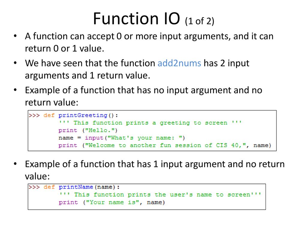 Functions CIS 40 – Introduction to Programming in Python - ppt download