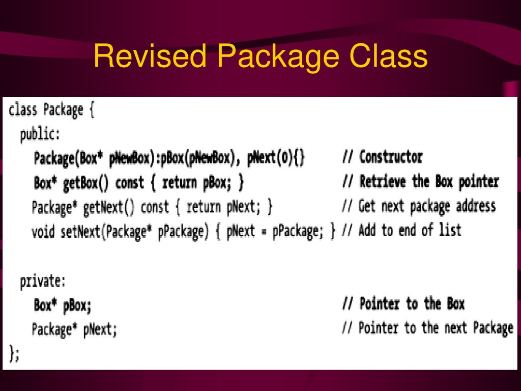 Revised Package Class