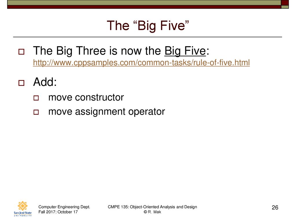 The Big Five The Big Three is now the Big Five: