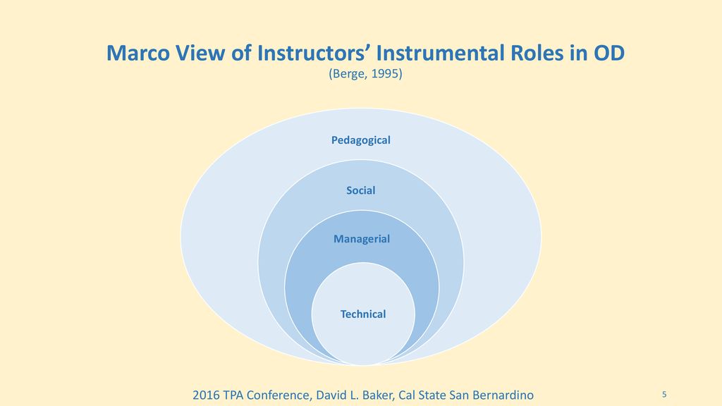 Marco View of Instructors’ Instrumental Roles in OD (Berge, 1995)