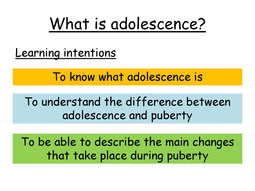 What is adolescence Learning intentions To know what adolescence is