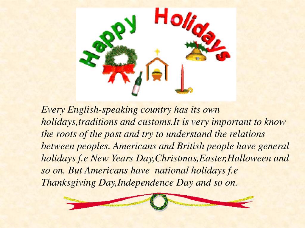 Each country has. English speaking Countries презентация. Customs and traditions of English speaking Countries презентация. Customs and traditions. Для презентации. English Christmas traditions в английском языке.