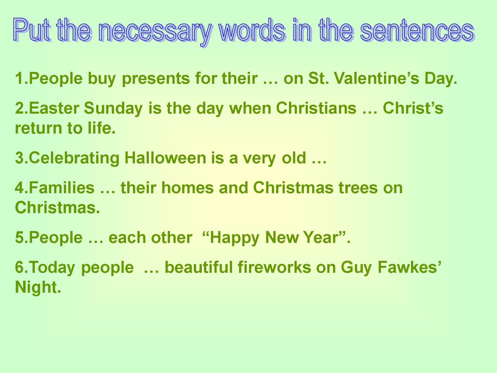 Choose the necessary word. Put the necessary Words. Конспект урока British Holidays. The British on Holiday текст.