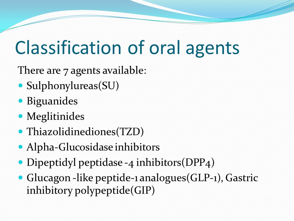 Classification of oral agents