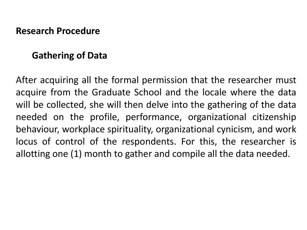 Research Procedure Gathering of Data.