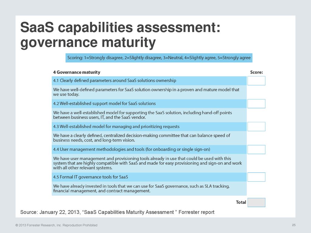 SaaS capabilities assessment: governance maturity