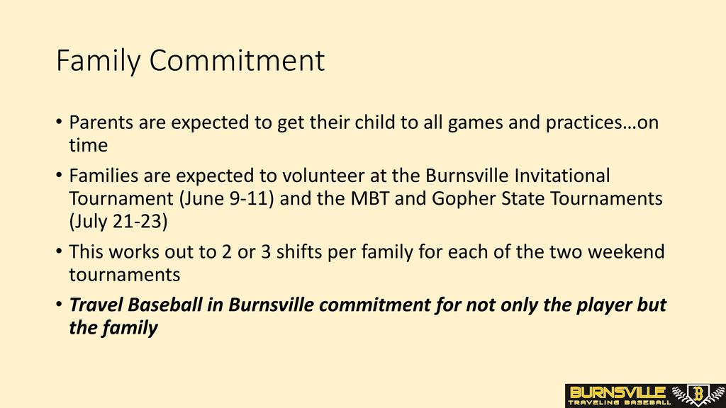 BURNSVILLE TRAVELING BASEBALL New to Traveling Baseball Parent Info