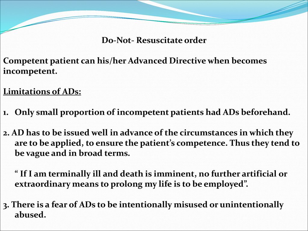 Do Not Resuscitate Order Ppt Download