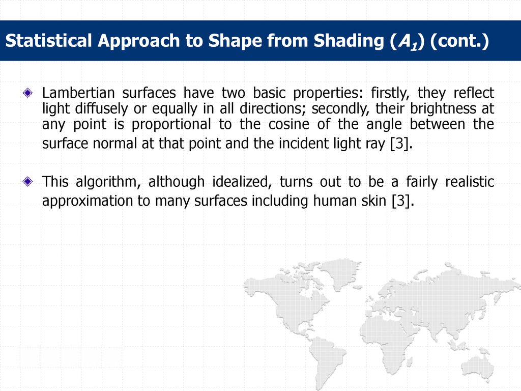 Statistical Approach to Shape from Shading (A1) (cont.)