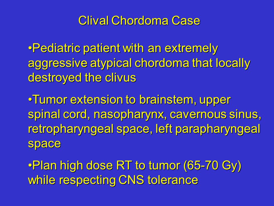 Clival Chordoma Case Pediatric patient with an extremely aggressive atypical chordoma that locally destroyed the clivus.