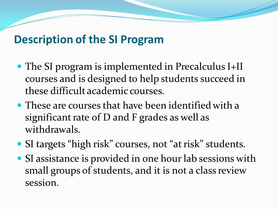Description of the SI Program