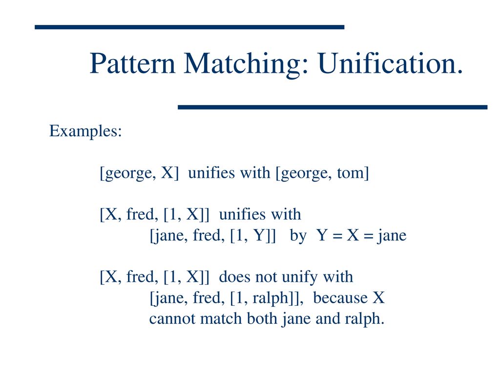 Pattern Matching: Unification.