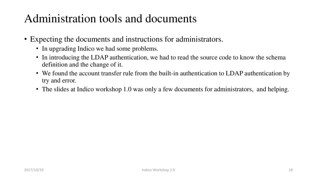 Administration tools and documents