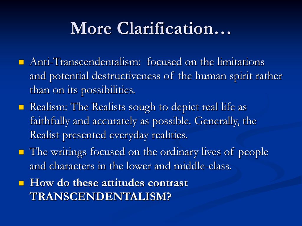 Anti transcendentalism ppt download