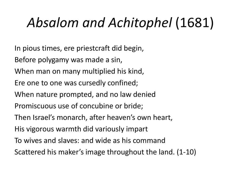 John Dryden Absalom And Achitophel 1681 Ppt Download