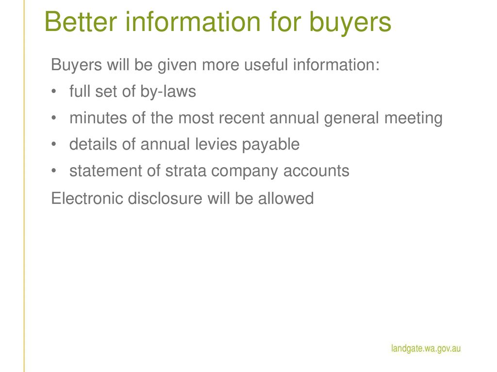 Better information for buyers