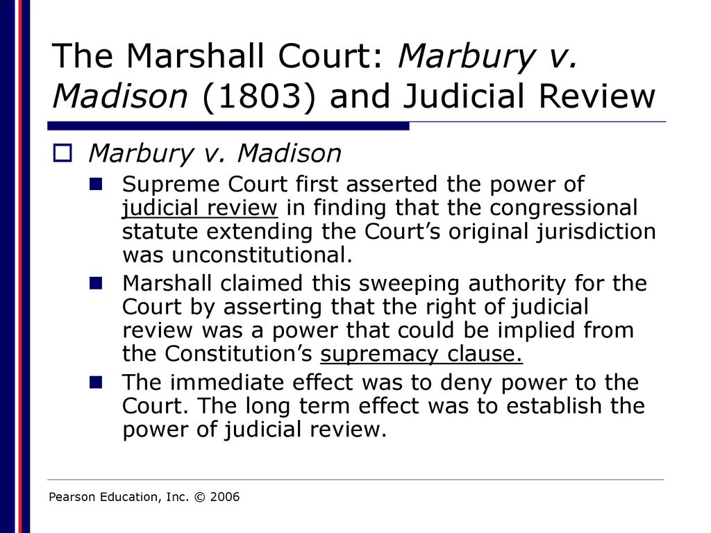 The Marshall Court: Marbury v. Madison (1803) and Judicial Review
