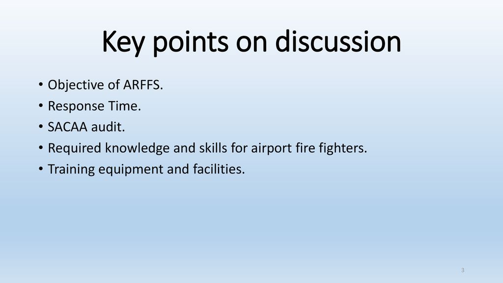 Key points on discussion