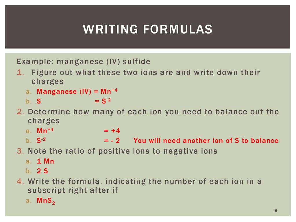 Formula For Manganese Iv Sulfide