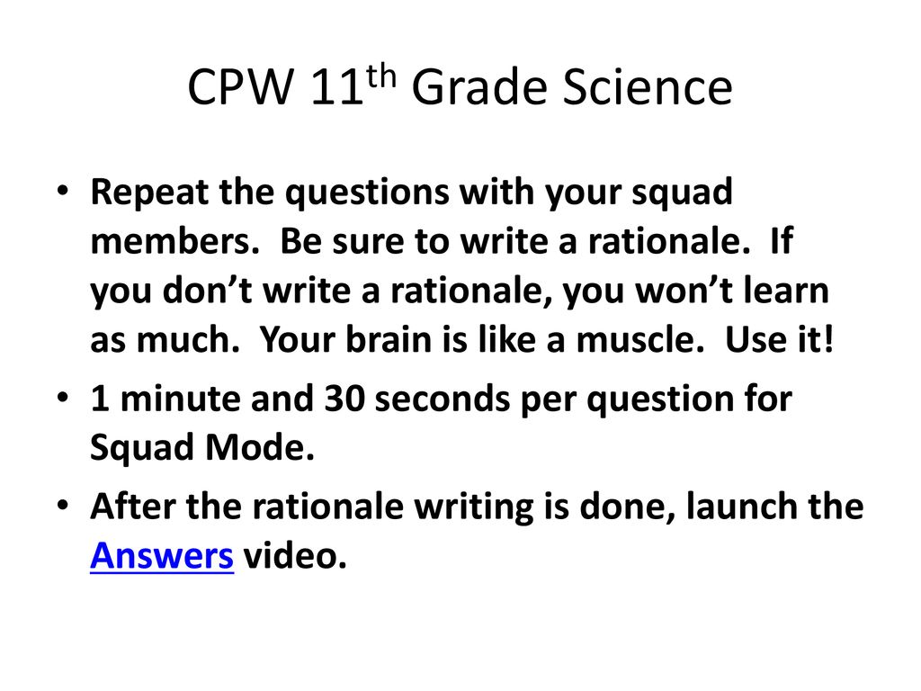 CPW 11th Grade Science