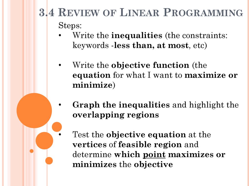 3.4 Review of Linear Programming - ppt download