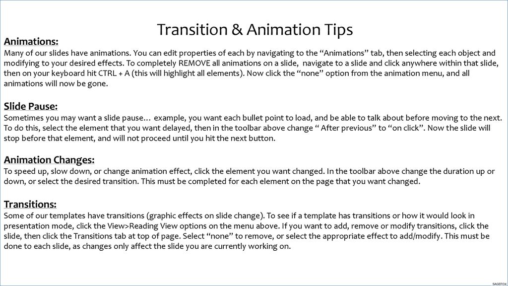 Transition & Animation Tips