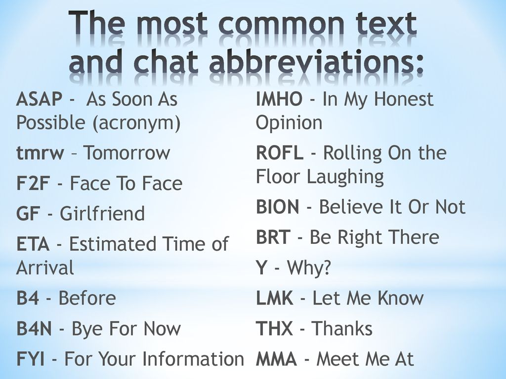 Chat acronyms