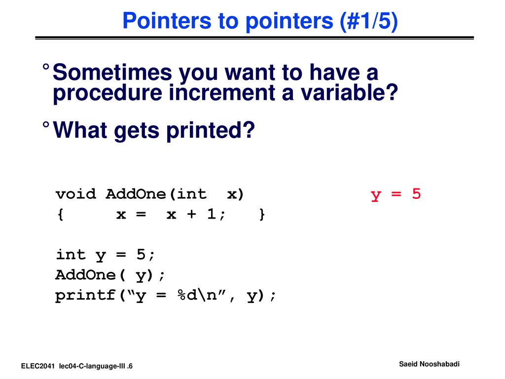 Pointers to pointers (#1/5)