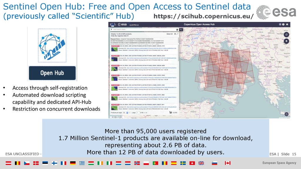 Sentinel Open Hub: Free and Open Access to Sentinel data (previously called Scientific Hub)