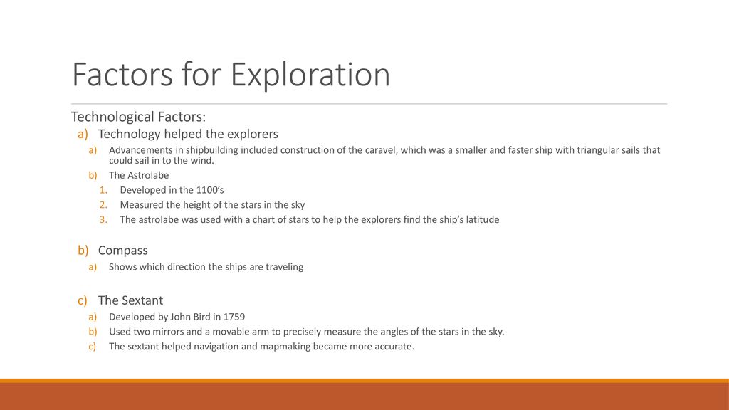 Factors for Exploration