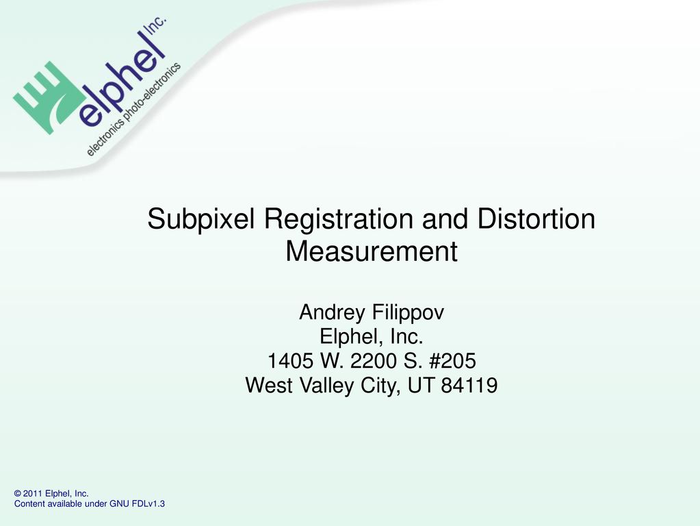 Subpixel registration and distortion measurement ppt download