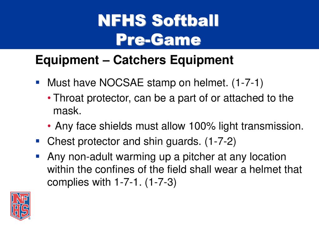 NFHS 2016 rule on catches mask