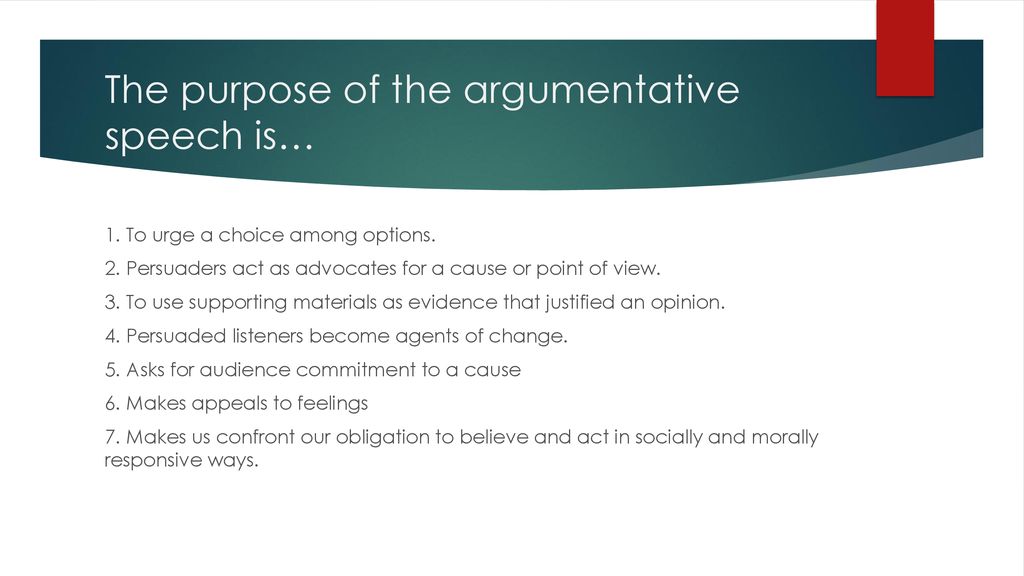 argumentative speech purpose