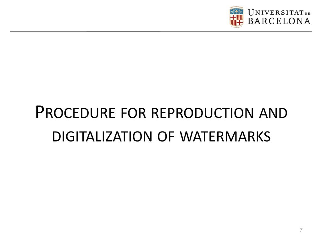 Procedure for reproduction and digitalization of watermarks