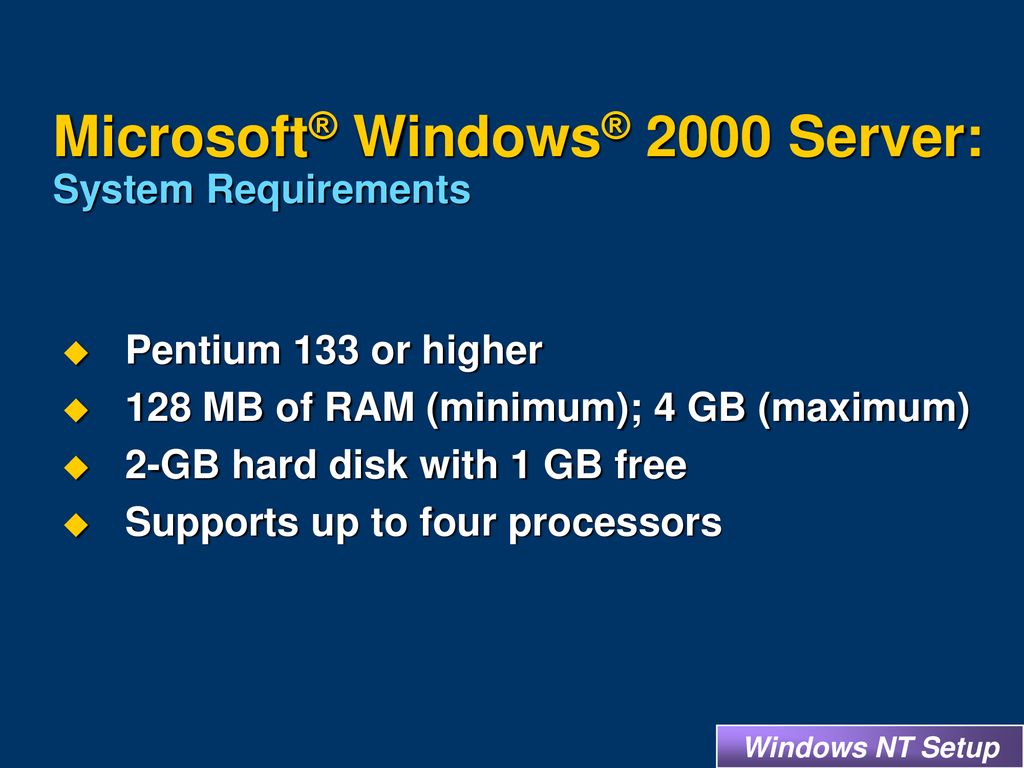 Microsoft® Windows® 2000: The Setup Process David Morgan Setup Support  Engineer Microsoft Platforms Support Microsoft Corporation. - ppt download