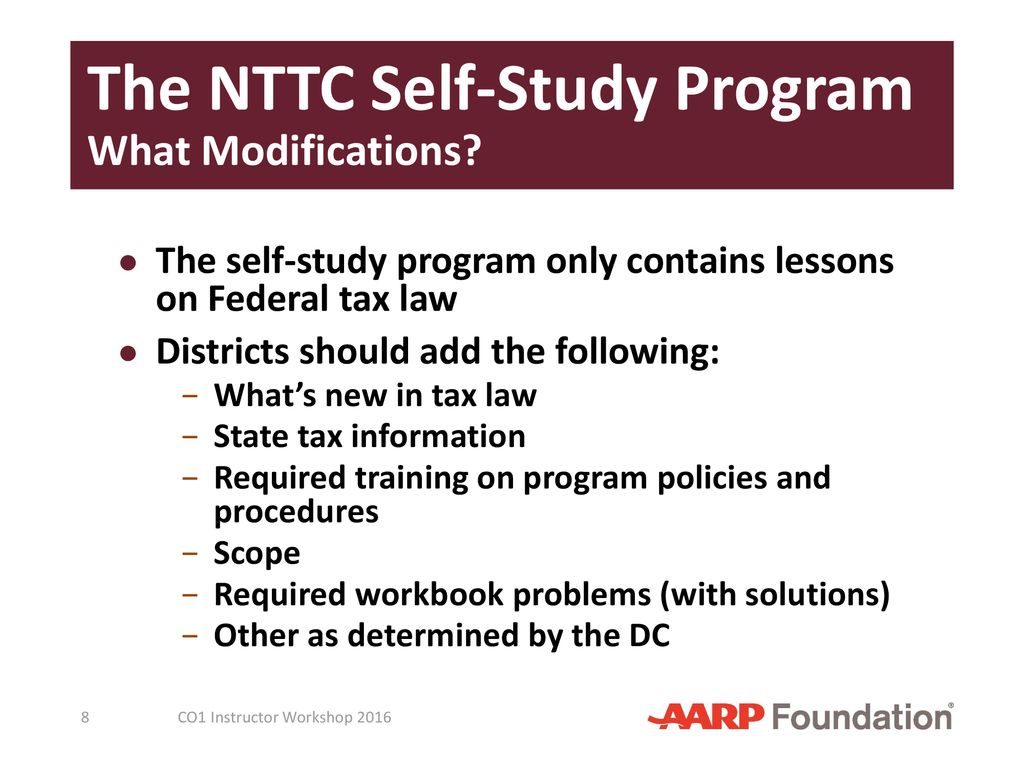 The NTTC Self-Study Program What Modifications