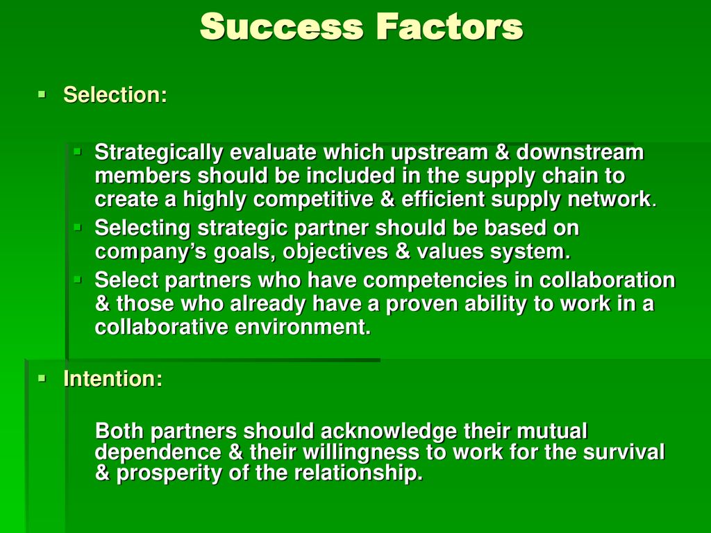 Success Factors Selection: