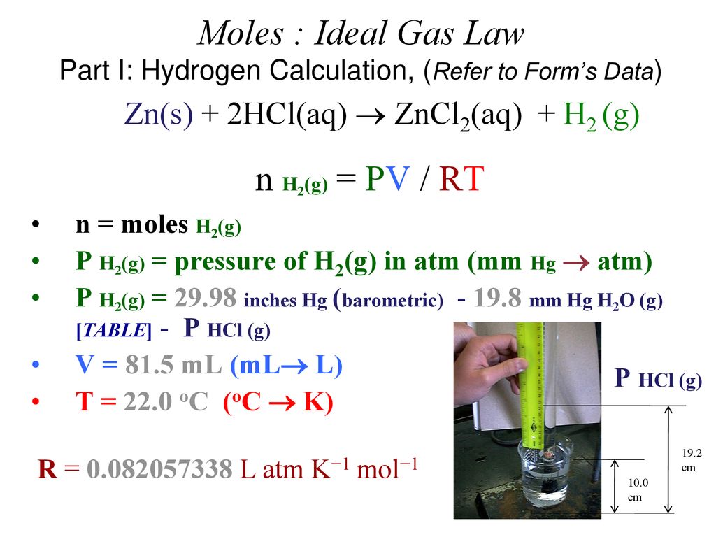 Experimentally Determining Moles Of Hydrogen Ppt Download