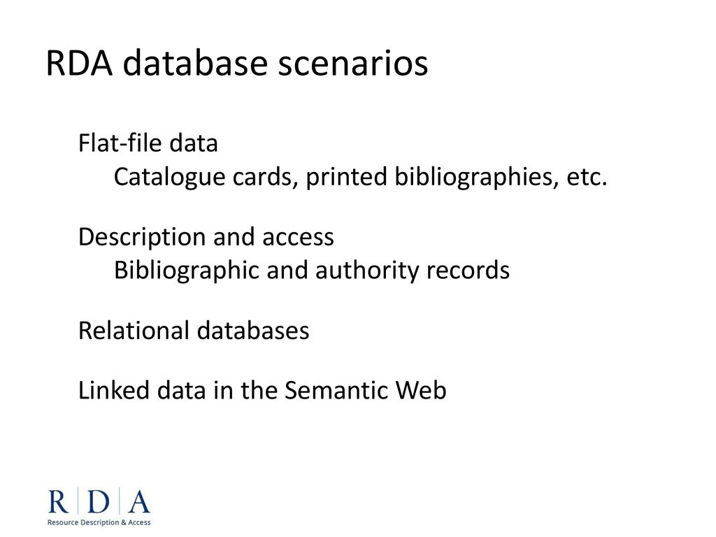 RDA database scenarios