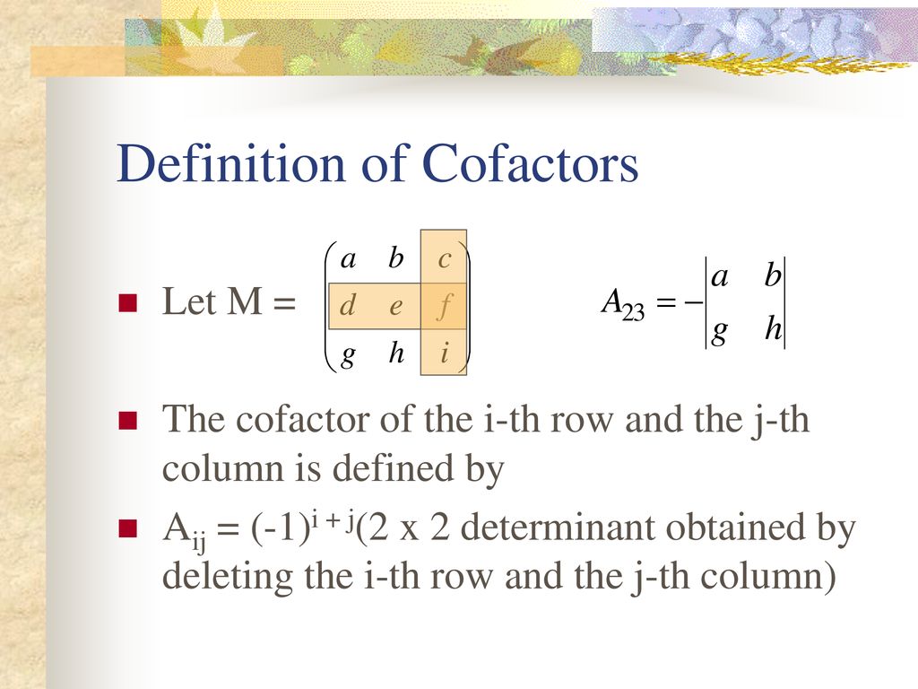 Definition of Cofactors