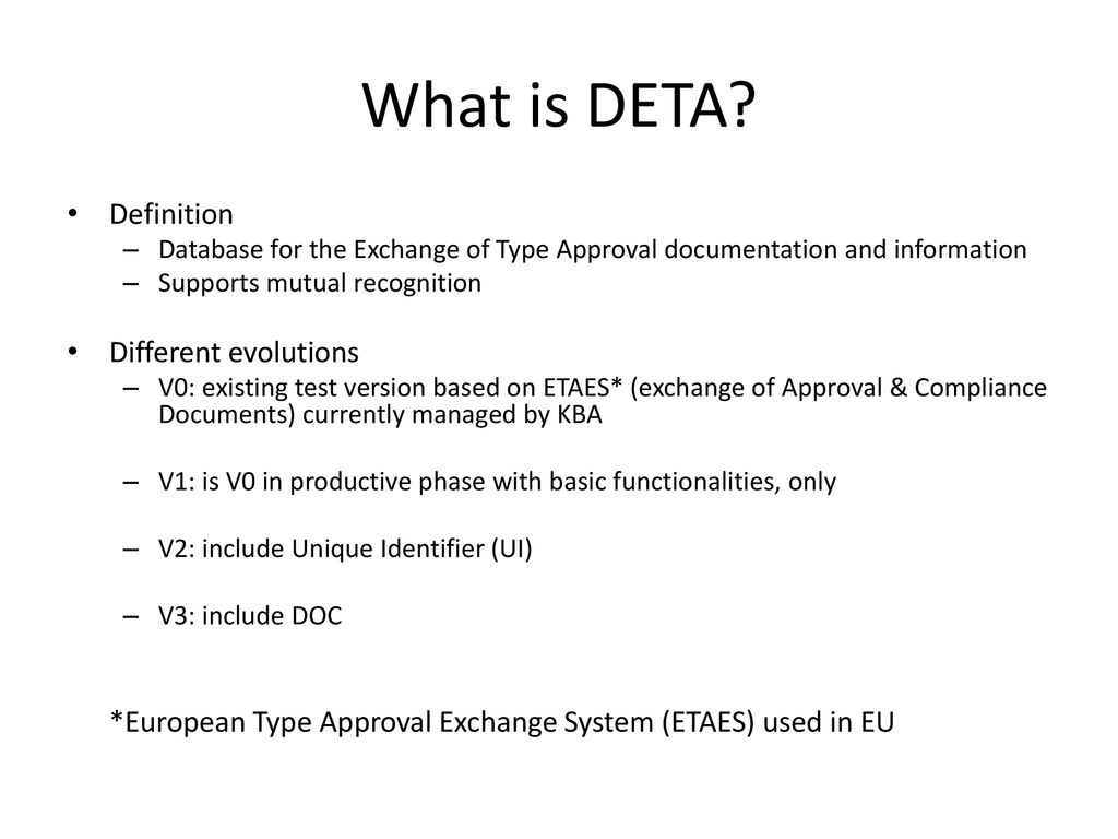 Status DETA Ways forward - ppt download