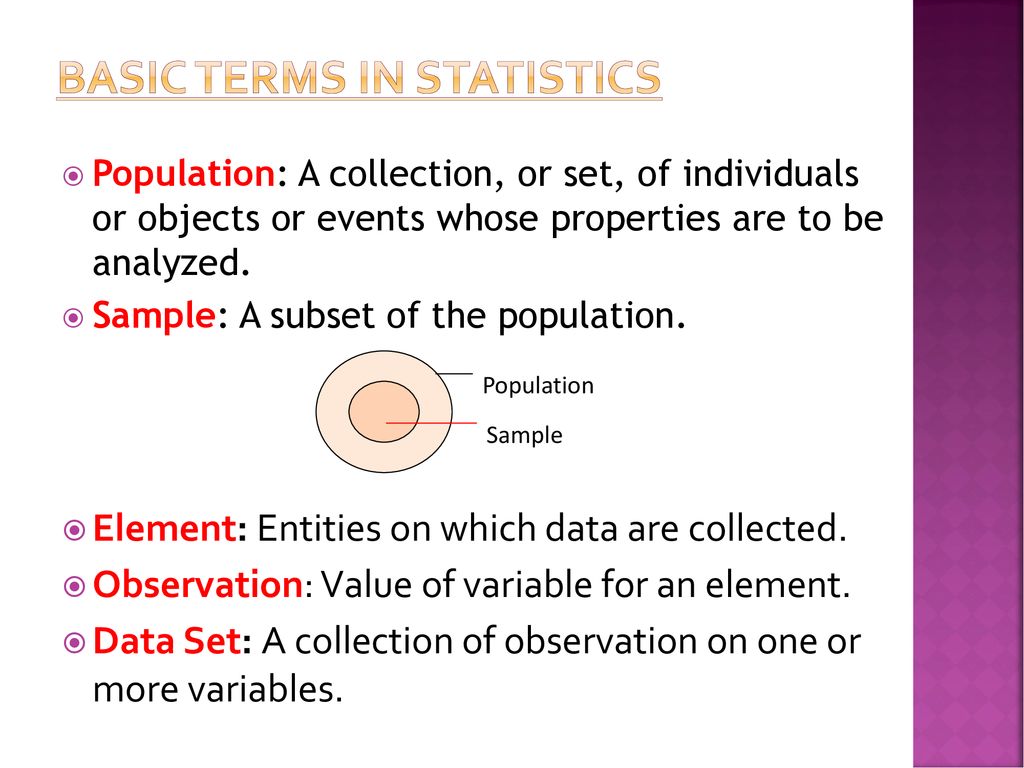 What are the 5 element of statistics?